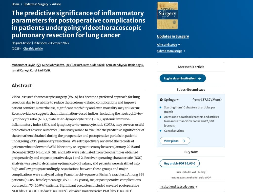 Updates in Surgery Dergisi - Prof. Dr. Ali Çelik Makalesi